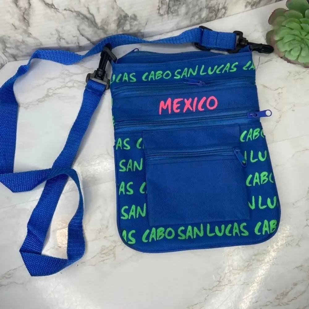 90's Cabo San Lucas Blue Retro Travel Satchel